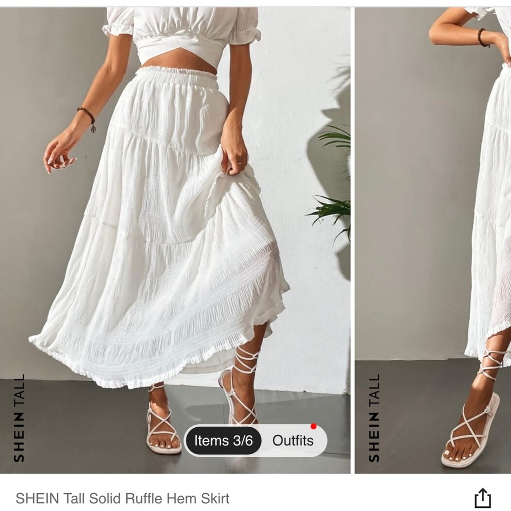White Ruffle hem maxi skirt